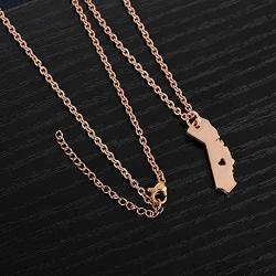 Hazado California State Necklace California Moving Gift CA Map Pendant Charm Jewelry for Women Teens Rose Gold