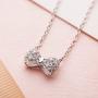 Carleen 925 Sterling Silver Cubic Zirconia CZ Simulated Diamond Small Cute Bow Tie Earrings Bangle Bracelet Pendant Necklace Jewelry for Women Girls Teens