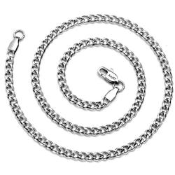 AmyRT Jewelry 4.5mm Titanium Steel Mens Beveled Curb Link Chain Silver Gold Necklace 16 to 30 Inches