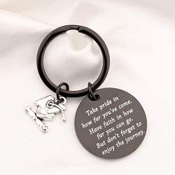 FUSTMW Graduation Gift Take Pride in How Far You Have Come Keychain Inspirational Letters Graduates Gifts for Him/Her