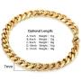 Trendsmax 7mm Mens Women Chain Gold Silver Black Stainless Steel Curb Cuban Link Chain Bracelet 7-11inch