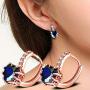 Uloveido Dainty Red & Blue Cubic Zirconia Love Heart Lever Back Solitaire Earrings Rose Gold Plated Fashion Ear Jewelry HE515