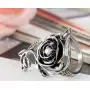Flongo Womens Ladies Gothic Stainless Steel Vintage Big Rose Flower Vine Band Ring Flongo Womens Ladies Gothic Stainless Steel Vintage Big Rose Flower Vine Band Ring