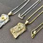 VANAXIN Gold Jesus Piece Pendant of Christ Pendant Necklace 24 Chain for Men Gold Punk Hip Hop Jewelry