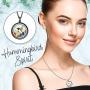 Lola Bella Gifts and Spirit Lala Hummingbird Humming Bird Spirit Necklace with backside ''Our Love Never Dies'' Poem Card Grief Sympathy Gift