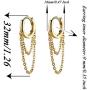 Kyerlyn Tassel Chain Small Hoop Earrings Huggie 14K Gold Plated Drop Dangle Earrings Minimalist Fashion Personalized Jewelry for Women Girls