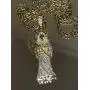 Shop-iGold Men Women 925 Italy Gold Finish Iced Santa Muerte Charm Ice Out Pendant Stainless Steel Real 2 mm Rope Chain Necklace, Mens Jewelry, Iced Pendant, Rope Necklace