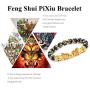Feng Shui Amulet Bracelet Prosperity 12mm Mantra Bead Bracelet with Double Gold Plated Pi Xiu/Pi Yao Attract Lucky and Wealthy Bangle
