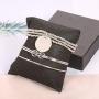 Haloty Boho Layered Knot Bangle Bracelets Silver Dainty Coin Beaded Hand Jewelry for Women and Girls(5Pcs)