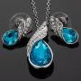 RIZILIA Teardrop Jewelry Set Pendant with 17'' Chain & Stud Earrings Pear Cut Austrian Crystal in White Gold Plated