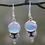 NOVICA Blue Topaz and Chalcedony .925 Sterling Silver Dangle Earrings Bubbling Stream