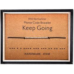 Morse Code Bracelet 925 Sterling Silver Beads on Silk Cord Secret Message Keep Going bracelet Gift Jewelry for her