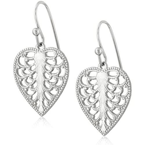 1928 Jewelry Mini Heart Filigree Drop Earrings