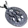 Celtic Viking Jewelry Freya Valkyrie Norse Warrior Goddess Protection Amulet Victory Medallion Wealth Charm Safe Travel Talisman for women men pewter Womens Mens pendant necklace w Silver Ball Chain
