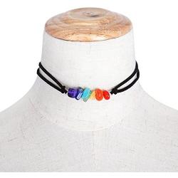 7 Chakra Gemstone Choker Energy Healing Crystal Necklace Handmade Multilayer Bracelet for Women Girls