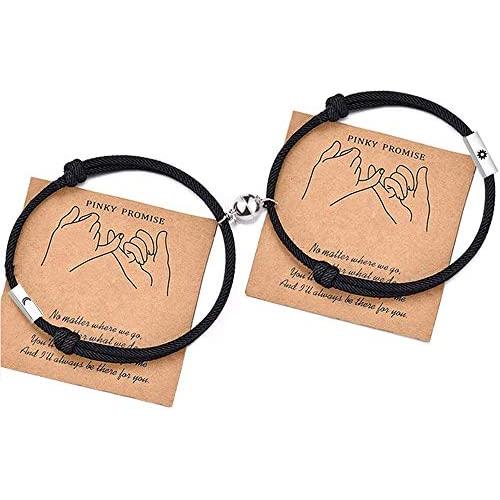 Magnet Magnetic Bracelets Mutual Attraction for Couples Women Men Best Friends Relationship Matching Braided Rope Bracelet Gift Lovers Boyfriend Girlfriend Him Her BFF 2 PCs