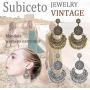 Subiceto 12 Pairs Vintage Mandala Flower Gypsy Drop Dangle Statement Earrings for Women Boho Retro Tribal Hollow Earrings Jewelry Set