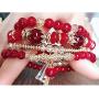 Bohemian Beaded Bracelet for Women and Girls Multi-layer Stackable Stretch Bracelet Color Crystal Beach Bracelet Set