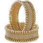 Efulgenz Fashion Jewelry Indian Bollywood 14 K Gold Plated Faux Pearl Crystal Cuff Bracelets Bangle Set (2 Pc)