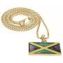 GWOOD Jamaica Flag Small Pendant Gold Color with 24 Inch Long Box Necklace
