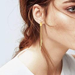 E Chain Link Drop Earrings for Women, Hip Hop Round Circle Dangle Hoops Silver/Gold Punk Sleek stainless steel Chain Earrings