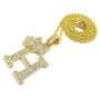 CBC Crown Rhinestone Studded Crown Initial Alphabet Letter Pendant Necklace 24'' Rope Chain Necklaces