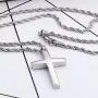 Molike Jewelry Mens Womens Stainless Steel Cross Pendant Necklace Twist Rope Chain, 20-22 Inch