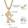 Richsteel A-Z Crown Initial Necklace for Men Women 18K Gold Plated Shiny Cubic Zirconia Monogram Pendant with 22 Chain+2 (Extended) Custom 1-6 Letters Name Jewelry(with Gift Box)