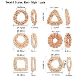 PH PandaHall 12pcs Woven Charms, Rattan Earring Linking Rings Connector Woven Bohemian Straw Wicker Braid Drop Dangle Pendants for Summer Straw Wicker Braid Earrings Jewelry Making