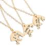 3 Pcs Best Friends Forever Engraved Necklace Broken Heart Charm Pendant Set BFF Friendship Necklace (Gold - '' We are sisters connected at heart '')