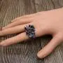 HSQYJ Spider Cocktail Ring Oval Imitation Sapphire Wedding Engagement Ring Mascot Rhinestones Spider Fashion Jewelry Ring Black Gun Plated for Women HSQYJ Spider Cocktail Ring Oval Imitation Sapphire Wedding Engagement Ring Mascot Rhinestones Spider Fashion Jewelry Ring Black Gun Plated for Women