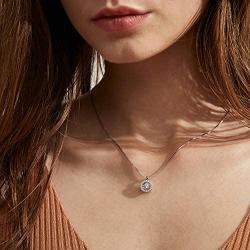 ZowBinBin Necklace Sterling Silver Dancing Cubic Zirconia Pendant Necklace Gifts for Women, Men and Girls