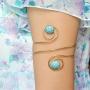 Q&Q Fashion Egypt Cleopatra Turkey Double Blue Stone Swirl Spiral Dancer Upper Arm Cuff Armlet Armband Bangle Dia. 6.8cm(2.67'')