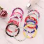 SOOWOOT Heishi Surfer Bracelets-Handmade Rainbow Bead Bracelet Set Stackable Vinyl Disc Stretch Bracelet Boho Beaded Bracelets Jewelry for Women Girls