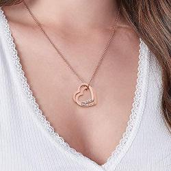 Oak&Luna Love Two Interlocking Hearts Necklace Personalized Engraved Custom Made Jewelry for Her