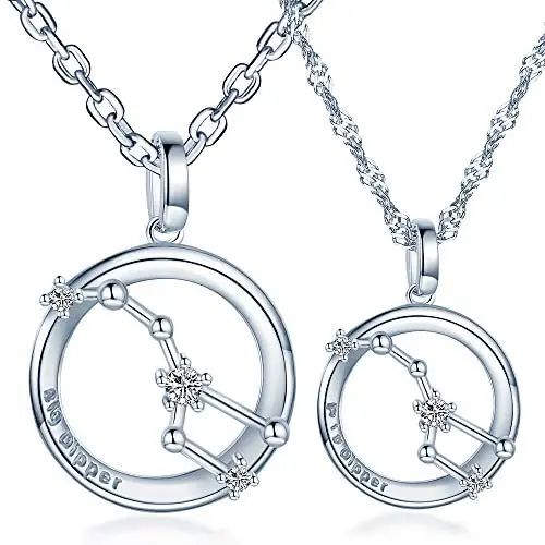 Infinite U Simple Popular Big Dipper Necklace 925 Sterling Silver Lovely Dipper Pendant Couples Necklaces Jewelry Set