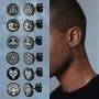 FaithHeart Viking Runes Black Stud Earrings Men Women Studs Set Jewelry 2-12 MM with Brand Packaging 6 Pairs