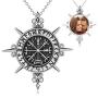 YAFEINI Norse Vikings Amulet Necklace 925 Sterling Silver Norse Vegvisir Rune Pendant Necklace Celtic Pagan Viking Talisman Original Protection Lucky Jewelry Gifts for Men Women