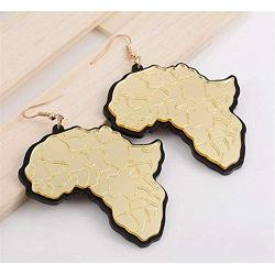 Aijian Golden African Map Fashion Acrylic Earrings (Golden)