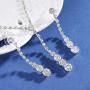 Fairyu Womens Wedding Necklaces Crystal Long Dangle Necklace Earrings Set Silver Bride Rhinestone Necklaces Earrings Drop Jewelry Dainty Y Pendant Necklace for Bridal