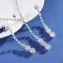 Fairyu Womens Wedding Necklaces Crystal Long Dangle Necklace Earrings Set Silver Bride Rhinestone Necklaces Earrings Drop Jewelry Dainty Y Pendant Necklace for Bridal