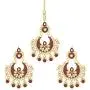 Aheli Classy Enamel Faux Stone Chandbali Style Earrings with Maang Tikka Set Indian Traditional Jewelry for Women
