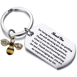 FUSTMW Thank You Gifts Bumble Bee Keychain Appreciation Gifts for Teacher Coach Mentor Guidance Leader Thank You for Being There You are an Inspiration in My Life