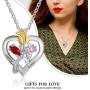 Personalized Rose Necklace for Women Custom Names Necklace Pendant with Simulated Birthstones Christmas Jewelry Gift Birthday Gift for Women Wife Girls Her