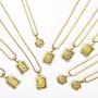 EASYSO Initial Pendant Necklace Sets for Mens Womens, Square Hexagon Capital Monogram Letter Necklace Alhpabets from A-Z Box Chain