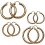 Redhithot Lots 4 Pieces/Set 18K Gold Plated - Big Hollow Geometry Carved Multilayer Circle Bling Bling Boho Beach Hoop Stud Earrings Jewelry for Women Girls Lady