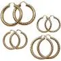 Redhithot Lots 4 Pieces/Set 18K Gold Plated - Big Hollow Geometry Carved Multilayer Circle Bling Bling Boho Beach Hoop Stud Earrings Jewelry for Women Girls Lady
