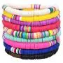 ATIMIGO 9Pcs Colorful Beads Heishi Bracelets Handmade Rainbow Boho Surfur Bracelets Set Stackable Stretch Summer Beach Jewelry for Women Men Girls