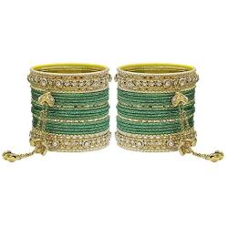 MUCH-MORE Ghungroo Style Latkan Punjabi Metal Bangles for Karva Chauth & Wedding Wear for Women & Girls