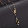 NOUMANDA Minimalist Paperclip Pendant Y Necklace Geometric Hollow Metal Frames Jewelry